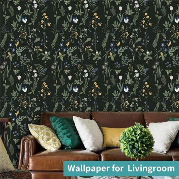 17.5 x 118" Removable Peel and Stick Wallpaper Boho Floral Wallpaper,‎ Easy Peel - Picture 6 of 6